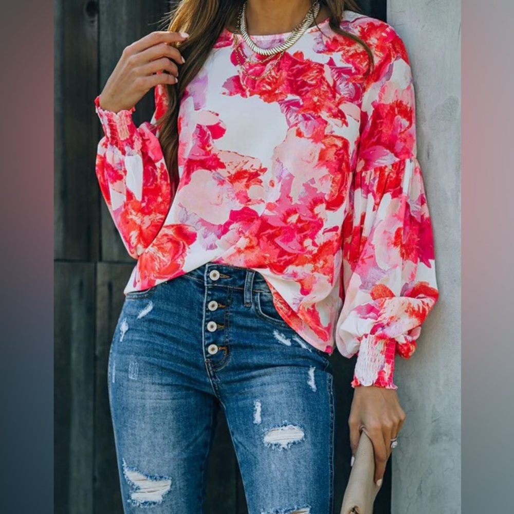 Flying Tomato • Floral Smocked Top - Picture 2 of 14